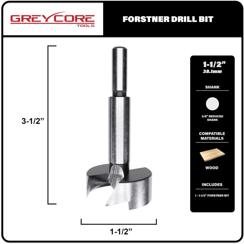 Greycore Tools 1-1/2 Inch x 3-1/2 Inch Forstner Drill Bit, High Speed Steel for Woodworking - Hardwood, Softwood and Plywood (1-1/2    Forstner) - Image 2